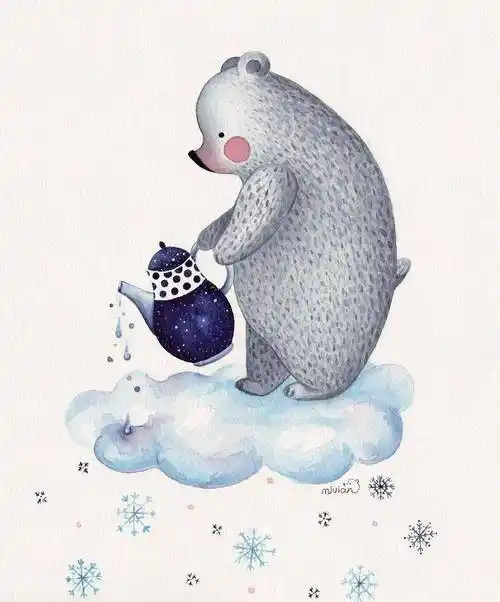 一组治愈系水彩小熊