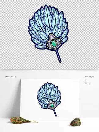 原创手绘羽毛扇子 i>插 /i> i>画 /i>元素宝石 i> i>饰 /i> /i> i> i>