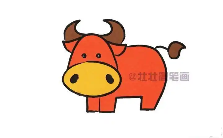 小动物孩子能画一叠纸牛的卡通简笔画大全第十步给这头公牛涂上颜色