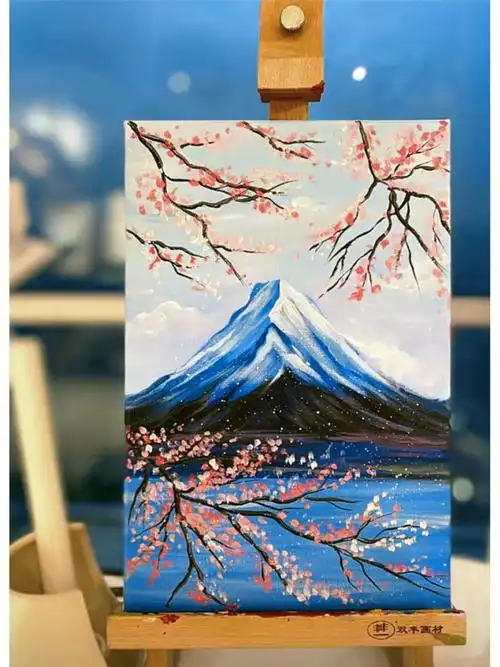 富士山丙烯画适合新手简单易学