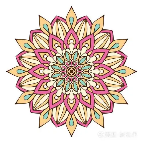 曼陀罗花.老式的装饰元素.东方模式,矢量图.