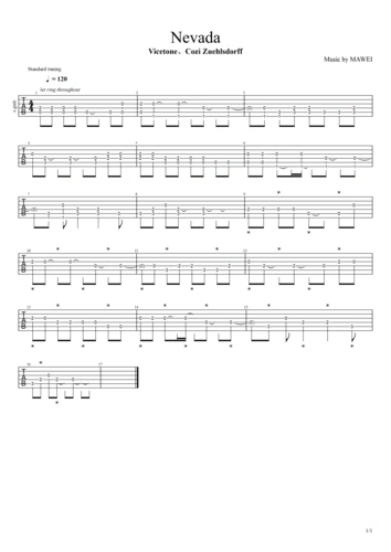 nevada吉他谱(gtp谱)_vicetone