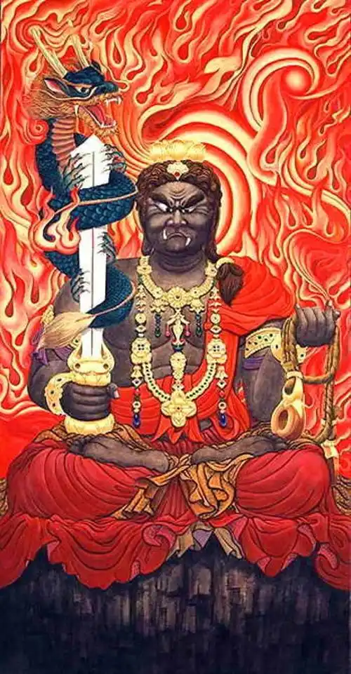 菩萨,梵音名号为acalanatha,意为不动尊或无动尊,教界称为"不动明王"