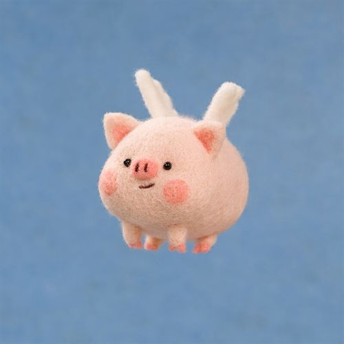 曦之戳戳绣飞天小猪羊毛毡戳戳乐diy材料包情侣创意简单手工礼物玩偶