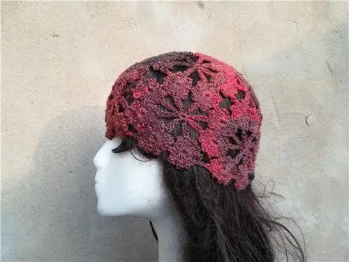 编织帽】新款手工编织梅花帽钩花针织包头秋冬镂空段染女式春季款帽子