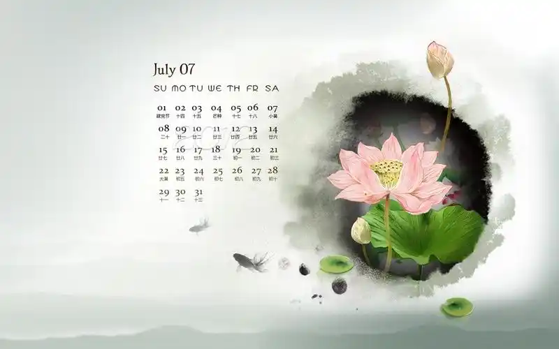 七月荷塘月历xp主题