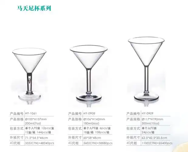ktv酒吧鸡尾酒杯漏斗型高脚杯酒店亚克力甜品杯pc透明马尼酒杯