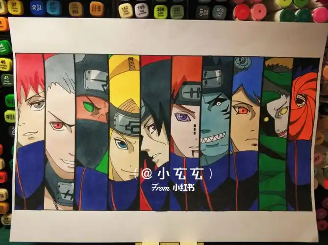 第86张马克笔手绘火影忍者晓
