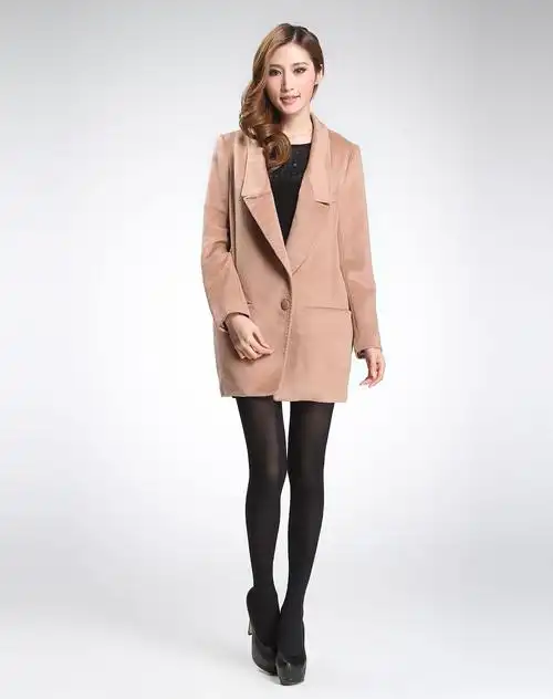 深杏色大方舒适长袖大衣