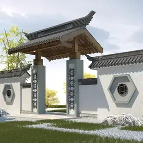 下载中式徽派古建庭院大门3d模型id:10139113下载中式古建四合院大门