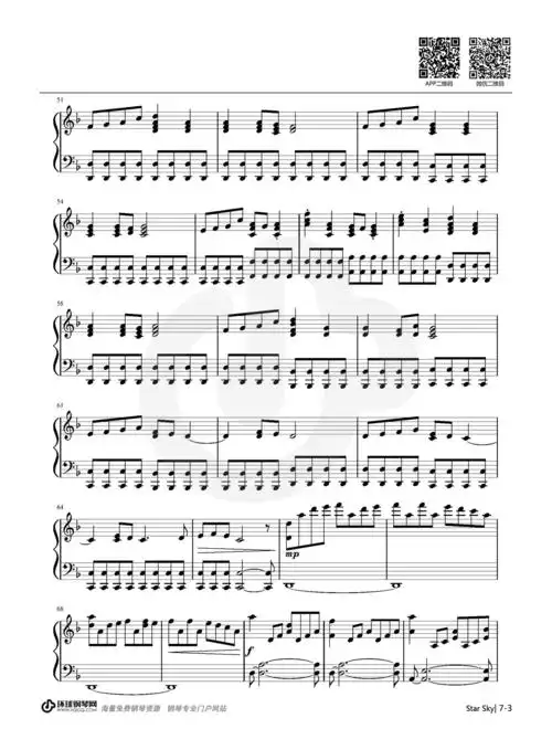 star sky钢琴谱-two steps from hellstar sky钢琴谱-环球钢琴网