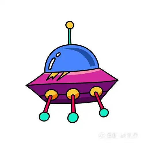 飞碟卡通彩色平面矢量太空飞船插图在孤立的白色背景上的装饰和设计