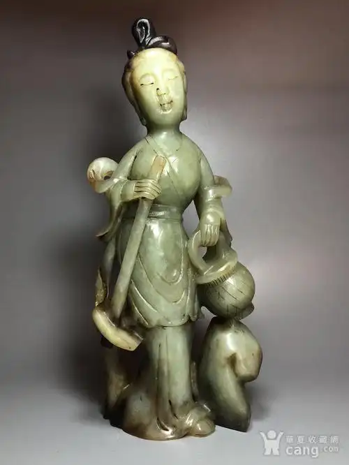 精品 收藏级重器 清代老和田玉人物仕女摆件