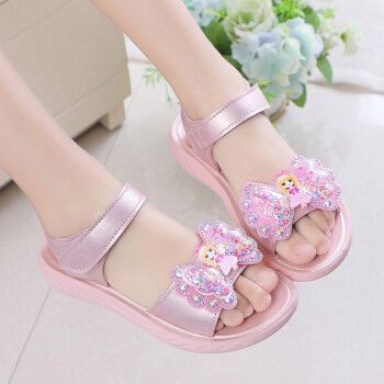 睿合琪女童凉鞋2022夏季潮款软底防滑儿童凉鞋女孩公主学生童鞋粉色33