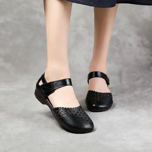 妈妈真皮软底百搭凉鞋货号c3216