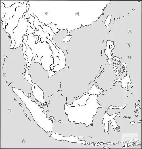 东南亚地形图简笔画