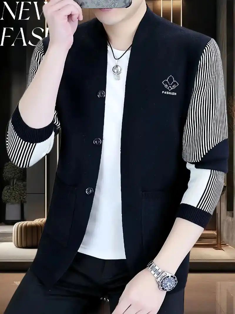 高档开衫男针织衫春季毛衣帅气潮流外套休闲线衣外穿上衣品质男装