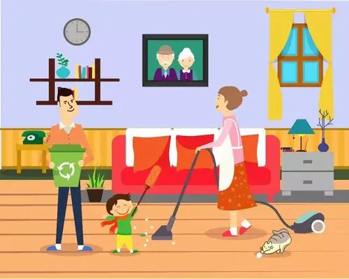 让我们带着孩子开展一次家庭大扫除,鼓励孩子帮助家人做一做力所能及