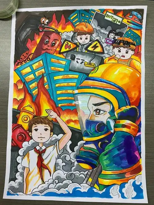 消防救援  #致敬消防员  消防主题画