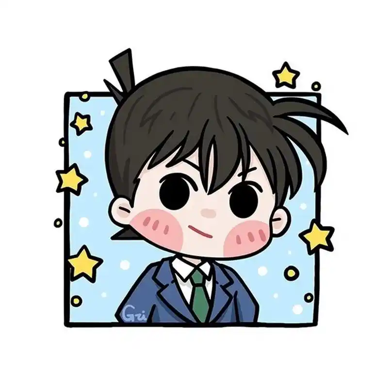 96萌小g爱涂鸦 《名侦探柯南》q版头像无水印 柯南系列完成了 旁边