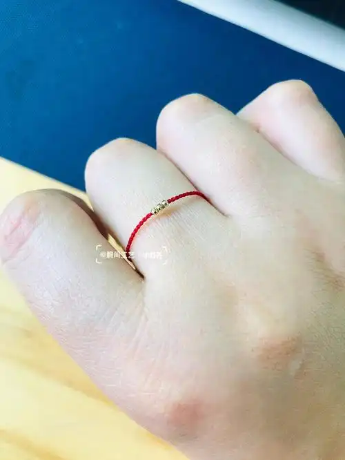 红绳编织有求必应戒指18k金珠子