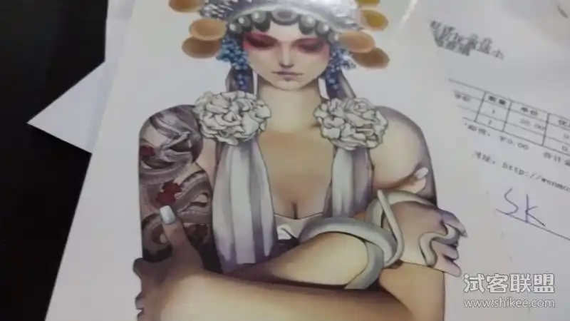 花臂京剧花旦刀马旦防水纹身贴