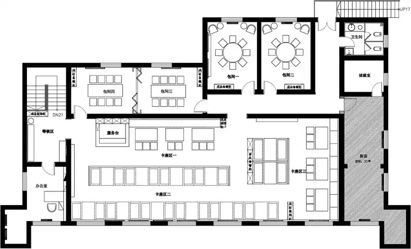 火锅店空间设计平面图