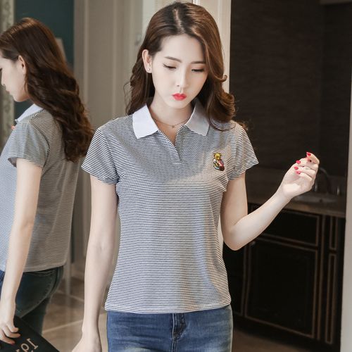 女t恤翻领款短袖花