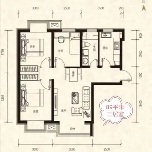 21号楼,最后一栋小三居 稀缺89平米全明三居户型,现房精装修