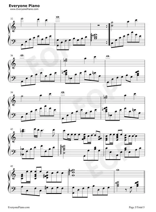 情人-beyond五线谱预览3-钢琴谱文件(五线谱,双手简谱,数字谱,midi