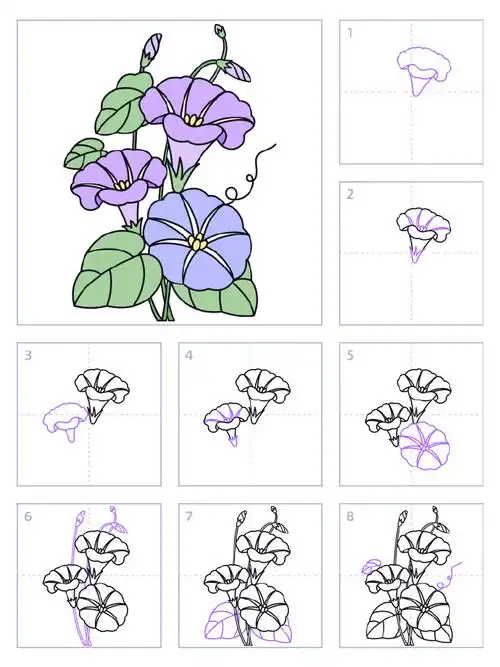 小学生简笔画临摹,春天的花儿系列!