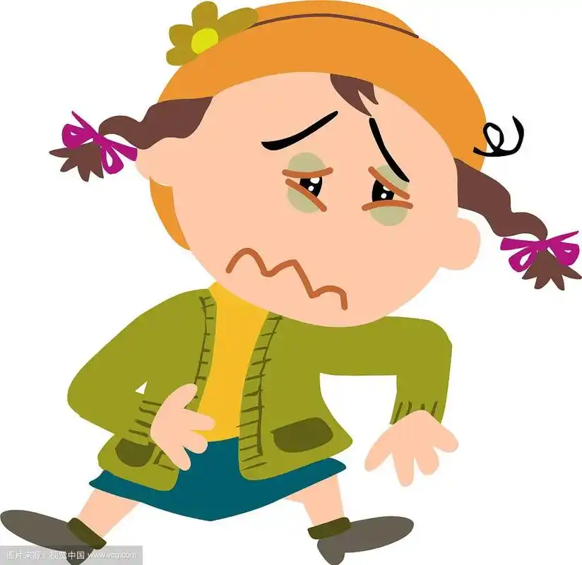 一个生病的女孩的卡通人物