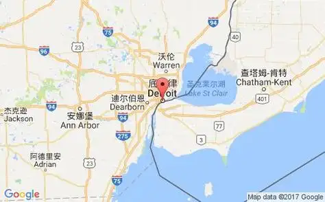 美国港口底特律detroit,mi港口地图