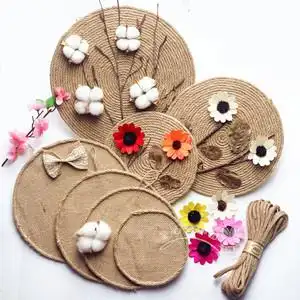 diy手工麻绳盘制作材料 幼儿园教室装饰布置复古创意麻布盘壁挂饰