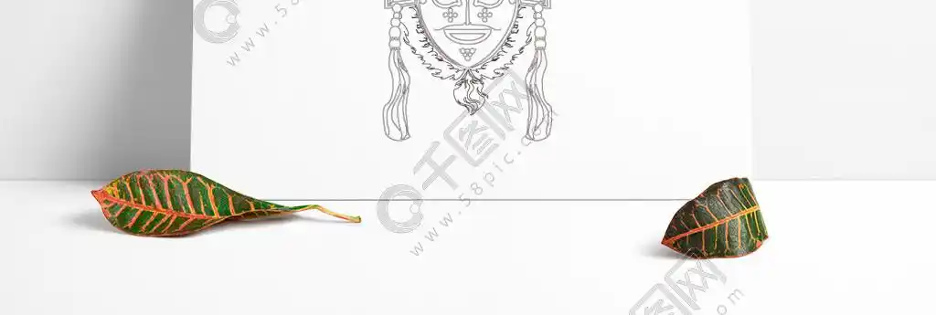 藏戏面具线条素材