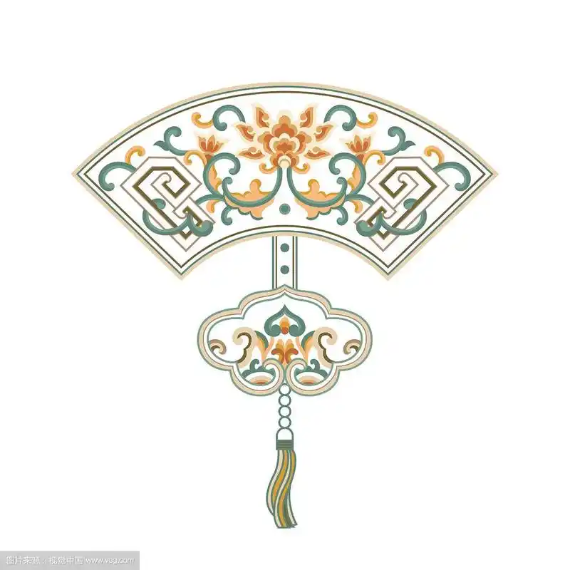 扇子形状装饰边框花纹图案