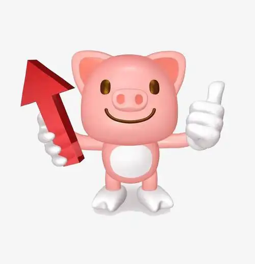 手拿箭头竖大拇指的卡通小猪