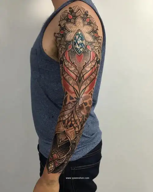 ryan smith立体彩色钻石宝石玫瑰手臂纹身图案作品集