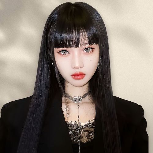 假发真发全真人发全头套式女发自然发型整顶2022新款黑长直假发套