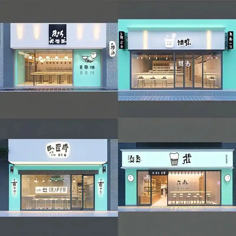 机器人设计的奶茶店门头招牌案例欣赏.midjourney 生 - 抖音