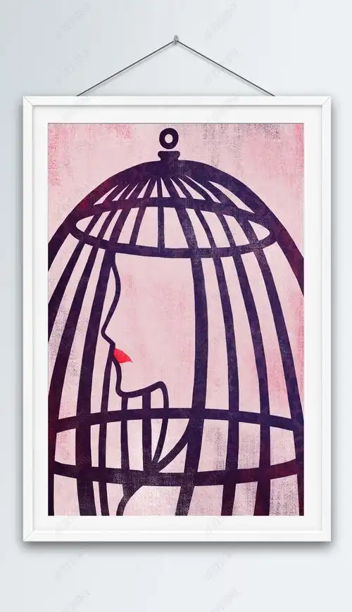 原创被笼子困住的女人创意插画版权可商用