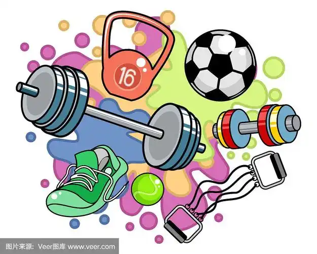 彩色背景上的运动器材