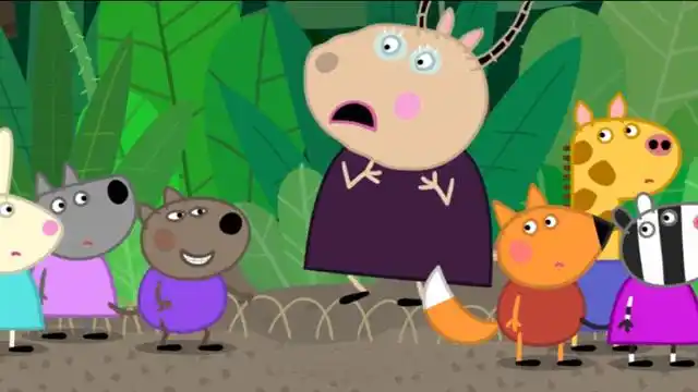 羚羊夫人不经意间被小狗丹尼描述的动物吓着了,卡通儿童简笔画