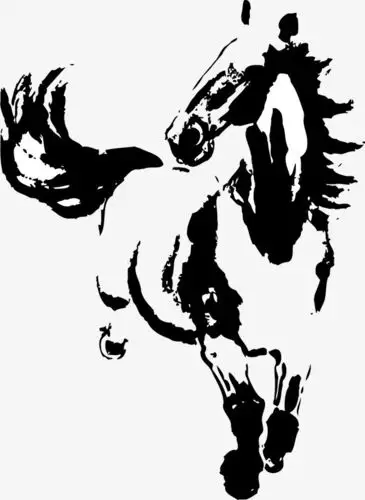 中国风水墨动物骏马插画