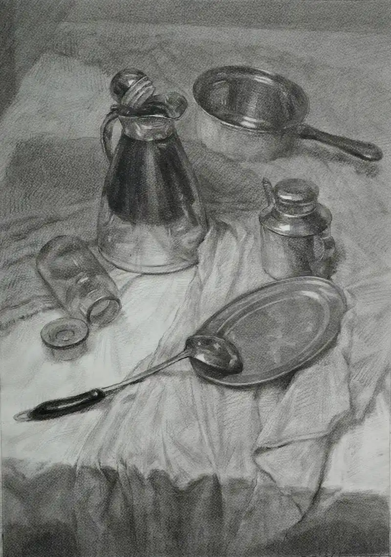 水彩纸画素描.可远观而不可亵玩焉#学无止境 #美术艺考 #