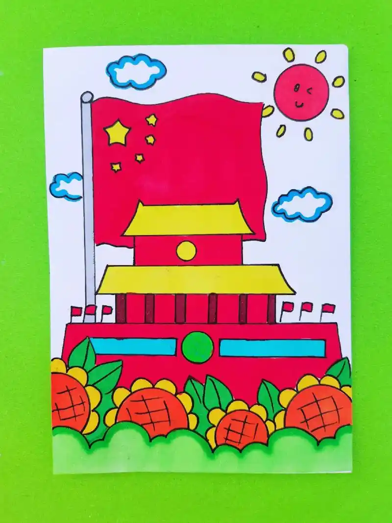 国庆节创意简笔画,一学就会 #国庆节 #儿童简笔画 #五星红 - 抖音