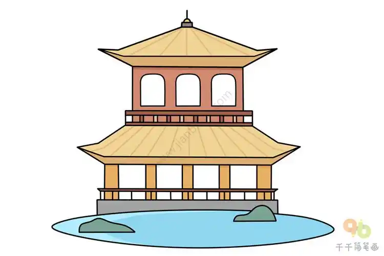 凉亭简笔画步骤教程