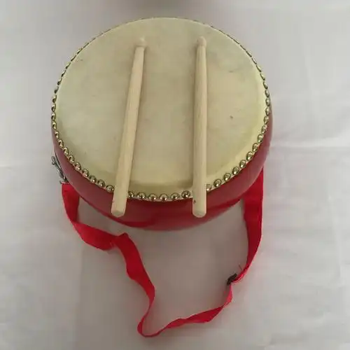 藏族热巴鼓儿童成人牛皮彩绘鼓舞蹈演出道具热巴鼓棒扇子鼓太平鼓