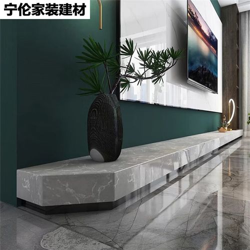 式悬浮电视柜简约轻奢悬空大理石石材电视柜斜角的 直角款极简地台 无
