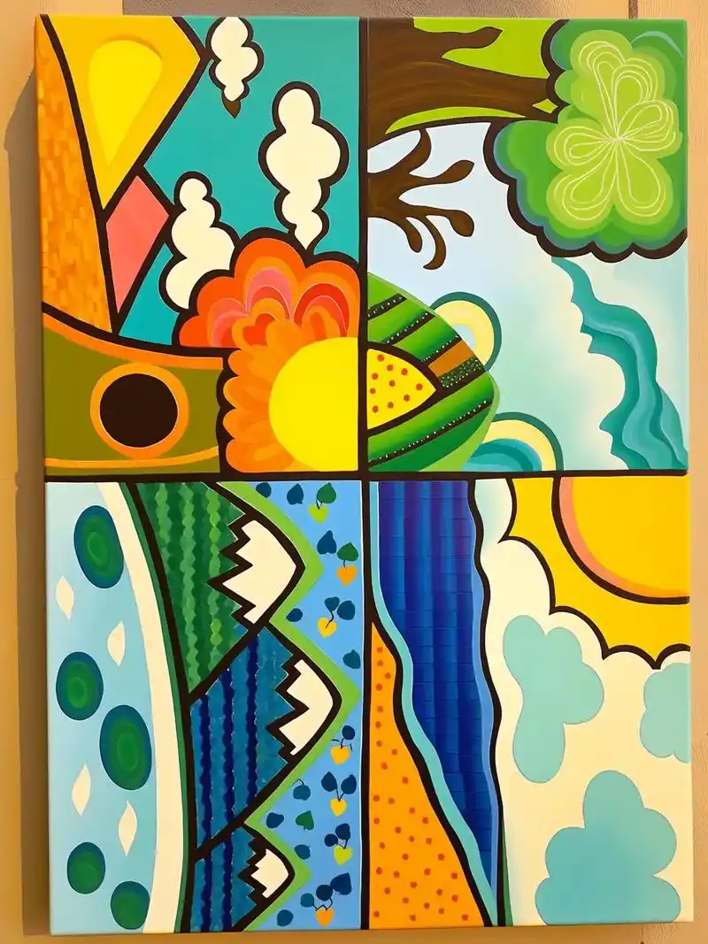 小朋友们,我们来画一幅有关四季变化的创意画吧!